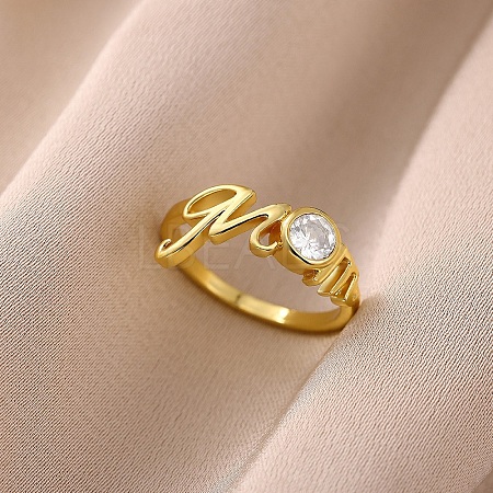 Mother's Day Brass Micro Pave Cubic Zirconia Finger Rings for Women RJEW-K261-15A-G-1