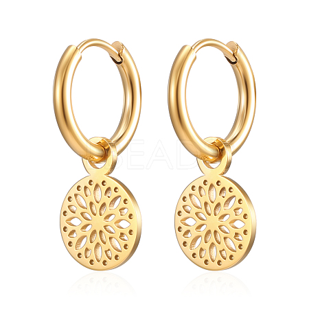 Stainless Steel Round Dangle Earrings for Women WC9613-1-1