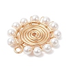 4Pcs 4 Styles Shell Pearl Round Beaded Copper Wire Wrapped Pendants PALLOY-TA00328-5