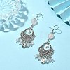 Natural Rose Quartz Heart Chandelier Earrings EJEW-JE05364-01-3