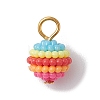 Rainbow Color Resin Waxberry Round Charms with Golden Tone Iron Loops PALLOY-JF02773-3