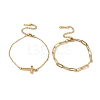 304 Stainless Steel Paperclip Chains & Cable Chain Bracelet Sets AJEW-U005-05A-G-2
