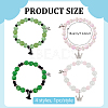 4Pcs 4 Styles Witch Hat Crown Alloy Charm Glass & Synthetic Moonstone & Cat Eye Beaded Stretch Bracelet Sets BJEW-PH01982-2