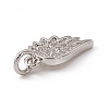 Brass Micro Pave Clear Cubic Zirconia Wing Charms ZIRC-F132-60P-3
