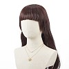 Glass Butterfly & Natural Pearl Pendants Double Layer Necklace with Clear Cubic Zirconia NJEW-TA00043-04-3