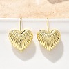 Textured Heart Brass Dangle Earrings EJEW-B132-04G-2