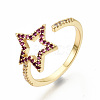 Brass Micro Pave Cubic Zirconia Cuff Rings RJEW-S045-038G-NR-1