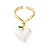 Brass Enamel Open Cuff Rings for Women RJEW-U057-21G-4