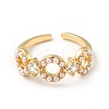 Clear Cubic Zirconia Infinity Open Cuff Ring with Acrylic Pearl KK-E060-19G-2
