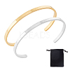 2Pcs 2 Colors 304 Stainless Steel Cuff Bangles BJEW-UN0001-26-1