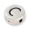 925 Sterling Silver Flat Round with Letter Beads STER-G044-01AS-C-2