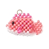 Glass Seed Beaded Fish Pendants PALLOY-MZ01234-01-1