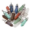 14Pcs 14 Style Chakra Natural & Synthetic Gemstone Pointed Pendants G-LS0001-76-4