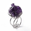 Natural Amethyst Nuggets Cuff Ring LS-RJEW-G271-01P-02-2