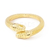 Rack Plating Brass Double Snake Open Cuff Ring for Women RJEW-I083-19G-2