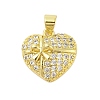 Heart Rack Plating Brass Micro Pave Cubic Zirconia Pendants KK-Z074-57G-1