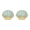 Brass Enamel Stud Earrings EJEW-R032-07G-02-4