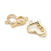 Rack Plating Brass Micro Pave Clear Cubic Zirconia Heart Connector Links KK-Z064-44G-2