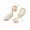 Natural Pearl Dangle Stud Earrings EJEW-P256-20G-2