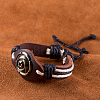 Adjustable Casual Unisex Flower Leather Bracelets BJEW-BB15621-9