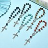 5Pcs 5 Style Natural Mixed Gemstone Rosary Bead Bracelets Set BJEW-TA00330-5