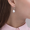 Rhodium Plated 925 Sterling Silver C Shape Dangle Stud Earrings LD3517-5