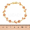 Brass Pave Cubic Zirconia Flower Link Chain Bracelets for Women KK-CBA68DA-14G-01-5