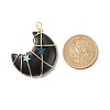Natural Obsidian Copper Wire Wrapped Pendants PALLOY-JF01639-03-2
