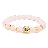 Natural Rose Quartz & Alloy Buddha Head Beaded Strech Bracelets BJEW-JB09420-03-1
