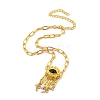 Alloy Rhinestone Evil Eye Pendant Necklaces NJEW-A037-01G-4