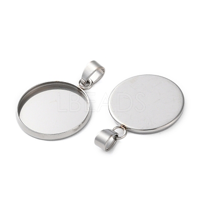 304 Stainless Steel Pendant Cabochon Settings STAS-L282-010P-07-1