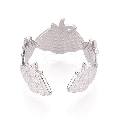 Adjustable 304 Stainless Steel Cuff Rings for Women RJEW-N052-01P-1