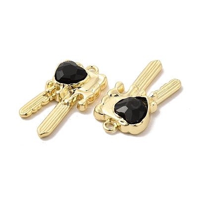 Glass Heart Key Pendants PALLOY-E024-29LG-03-1