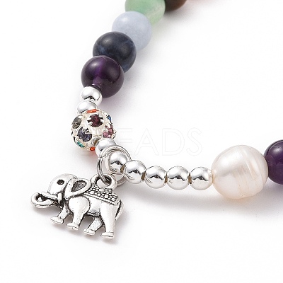4Pcs Natural & Synthetic Gemstone Stretch Bracelet Sets BJEW-JB08946-1