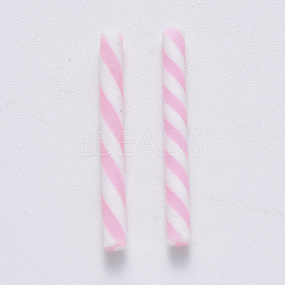 Christmas Candy Cane Handmade Polymer Clay Beads X-CLAY-R084-03-1