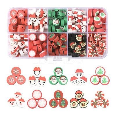 200Pcs 10 Styles Handmade Polymer Clay Christmas Theme Beads CLAY-FS0001-52-1