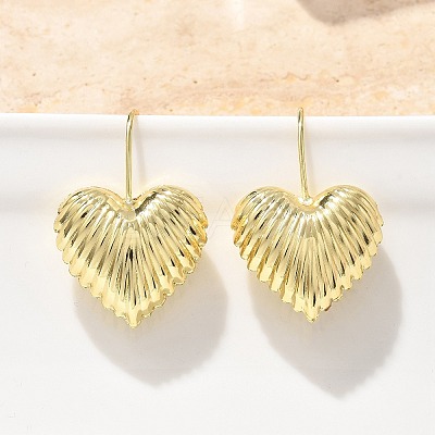Textured Heart Brass Dangle Earrings EJEW-B132-04G-1