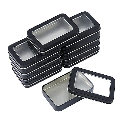 Tinplate Storage Box with Clear Window CON-WH0099-23EB-1