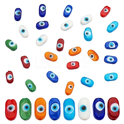 40Pcs 8 Colors Normal Lampwork Beads LAMP-SZ0001-24-1