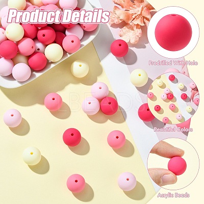 Rubberized Style Opaque Acrylic Beads LS-MACR-CJC0009-02E-1