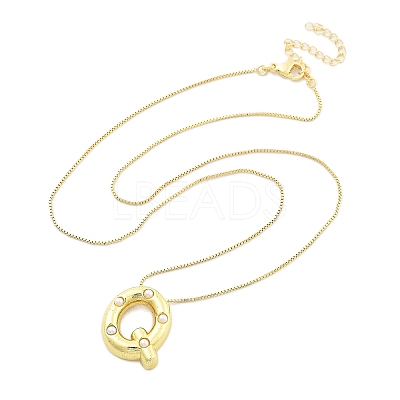 Brass & Plastic Pearl Letter Pendant Box Chain Necklaces for Women NJEW-U017-01G-17-1