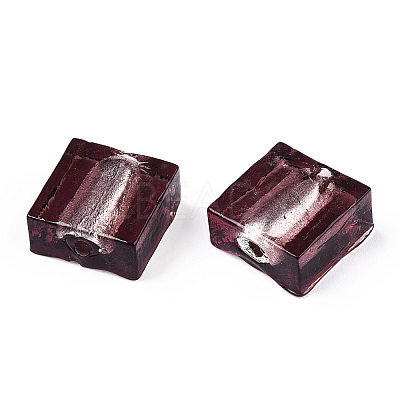 Handmade Silver Foil Lampwork Beads FOIL-S006-12x12mm-05-1