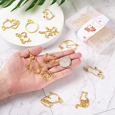 24Pcs 12 Style Zinc Alloy Kitten Open Back Bezel Pendants FIND-CW0001-05-1