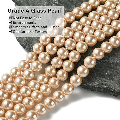 Eco-Friendly Dyed  Glass Pearl Round Beads Strands HY-A002-8mm-RB092-1