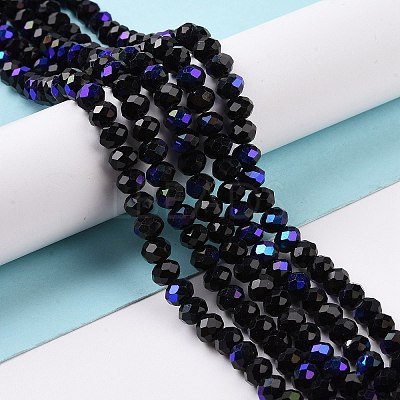 Electroplate Opaque Solid Color Glass Beads Strands EGLA-A044-P4mm-L18-1