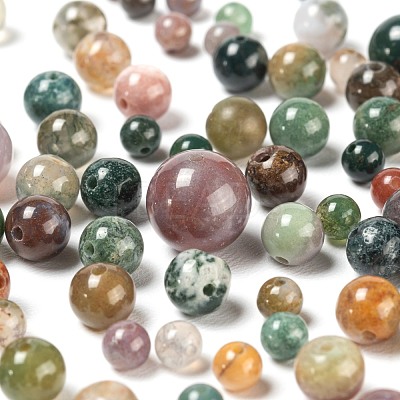 340Pcs 4 Style Natural Indian Agate Beads G-LS0001-46-1