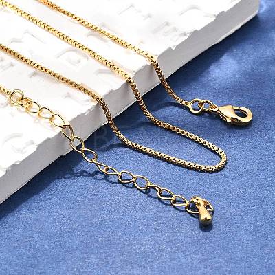Long-Lasting Plated Brass Box Chain Necklaces NJEW-K112-03G-NF-1