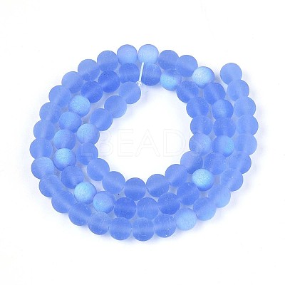 Frosted Transparent Glass Beads Strands GLAA-T032-T6mm-MBB04-1