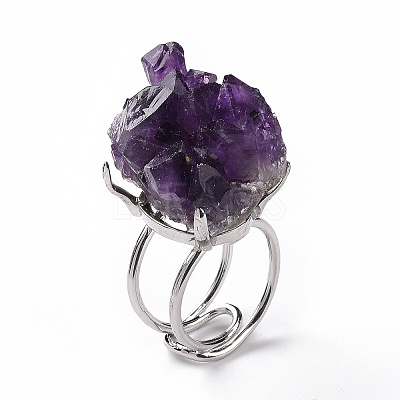 Natural Amethyst Nuggets Cuff Ring LS-RJEW-G271-01P-02-1