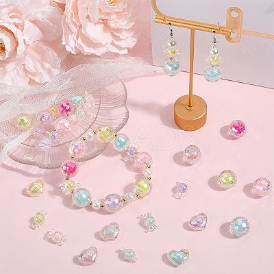 120Pcs 15 Styles Transparent Acrylic Beads TACR-SP0001-15-1